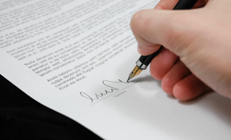 Signing a contract